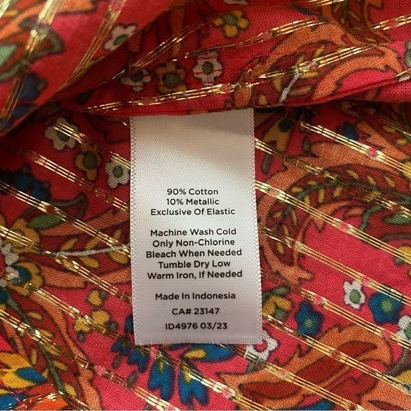 Talbots Ruffle Neck Floral Lattice Bright Berry Popover Blouse XSmall - Picture 9 of 10